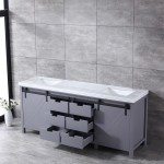 Marsyas 80" Dark Grey Double Vanity, White Carrara Marble Top, White Square Sinks and no Mirror