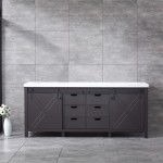 Marsyas 80" Brown Double Vanity, White Quartz Top, White Square Sinks and no Mirror