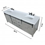 Marsyas 80" Ash Grey Double Vanity Ash Grey, White Quartz Top, White Square Sinks and 30" Mirrors w/ Faucets