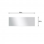 Lancy 72" Rustic Acacia Double Vanity, White Quartz Top, Square Sinks, Labaro Brushed Nickel Faucet Set, and 70" Mirror