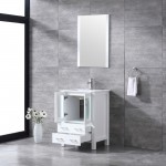 Volez 24" White Single Vanity, Integrated Top, White Integrated Square Sink and 22" Mirror w/ Faucet