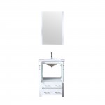 Volez 24" White Single Vanity, Integrated Top, White Integrated Square Sink and 22" Mirror w/ Faucet