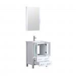 Volez 24" White Single Vanity, Integrated Top, White Integrated Square Sink and 22" Mirror w/ Faucet