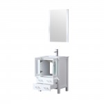 Volez 24" White Single Vanity, Integrated Top, White Integrated Square Sink and 22" Mirror w/ Faucet