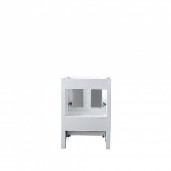 Volez 24" White Single Vanity, Integrated Top, White Integrated Square Sink and 22" Mirror w/ Faucet