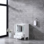 Volez 24" White Single Vanity, Integrated Top, White Integrated Square Sink and no Mirror