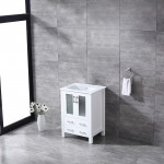 Volez 24" White Single Vanity, Integrated Top, White Integrated Square Sink and no Mirror