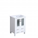 Volez 24" White Single Vanity, Integrated Top, White Integrated Square Sink and no Mirror