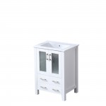 Volez 24" White Single Vanity, Integrated Top, White Integrated Square Sink and no Mirror