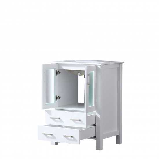 Volez 24" White Single Vanity, Integrated Top, White Integrated Square Sink and no Mirror