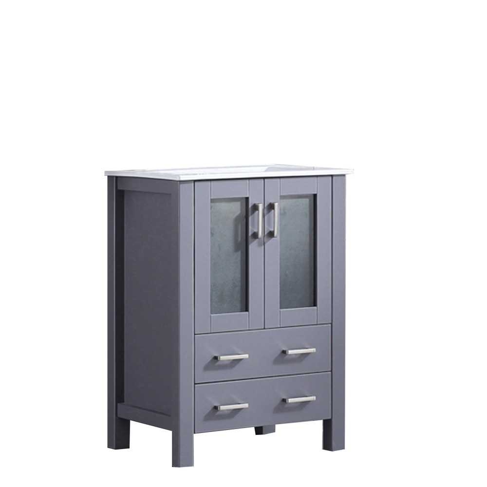 Volez 24" Dark Grey Single Vanity, Integrated Top, White Integrated Square Sink and no Mirror Volez 24" Dark Grey Single Vanity, Integrated Top, White Integrated Square Sink and no Mirror