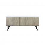 Lancy 80" Rustic Acacia Double Bathroom Vanity, White Quartz Top, and White Square Sinks