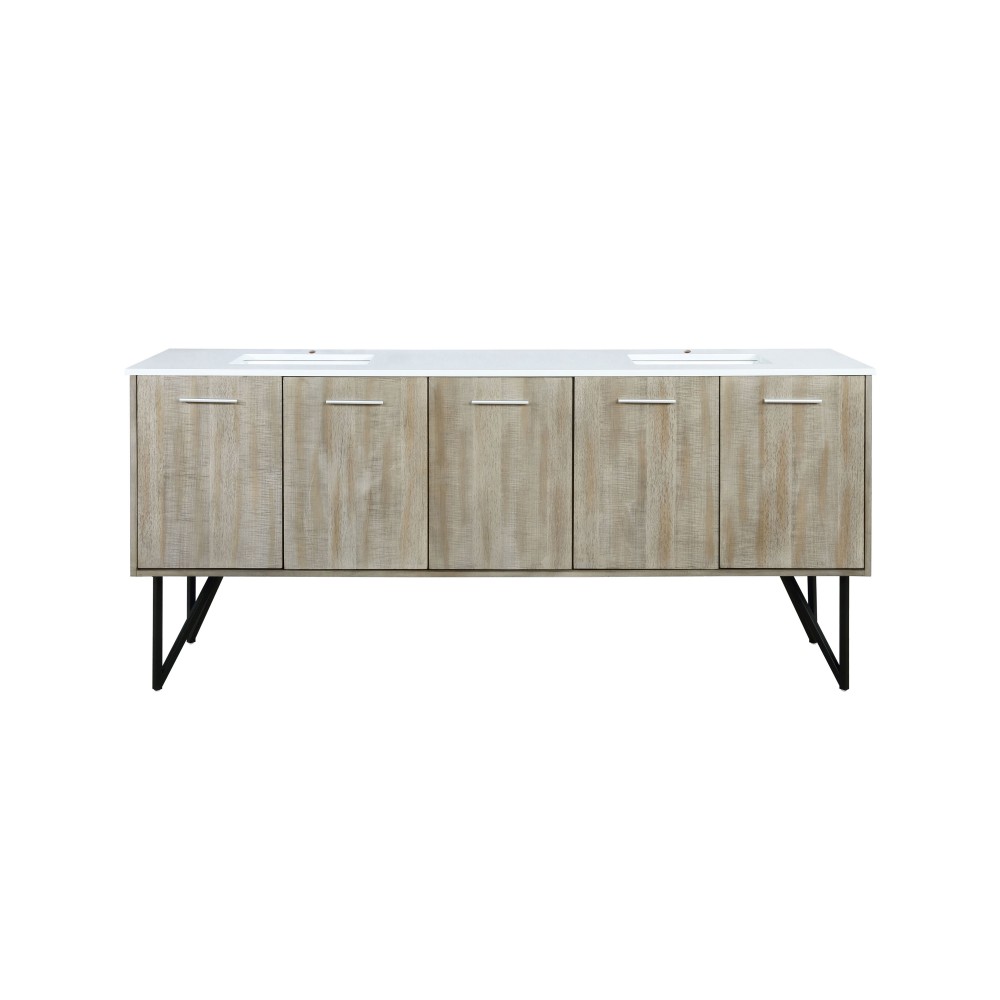 Lancy 80" Rustic Acacia Double Bathroom Vanity, White Quartz Top, and White Square Sinks Lancy 80" Rustic Acacia Double Bathroom Vanity, White Quartz Top, and White Square Sinks
