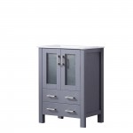 Volez 24" Dark Grey Single Vanity, Integrated Top, White Integrated Square Sink and no Mirror