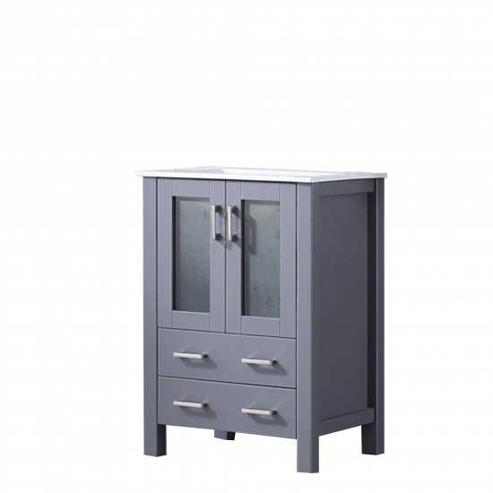 Volez 24" Dark Grey Single Vanity, Integrated Top, White Integrated Square Sink and no Mirror