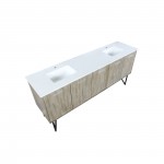 Lancy 80" Rustic Acacia Double Bathroom Vanity, White Quartz Top, and White Square Sinks