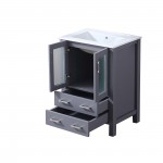 Volez 24" Dark Grey Single Vanity, Integrated Top, White Integrated Square Sink and no Mirror