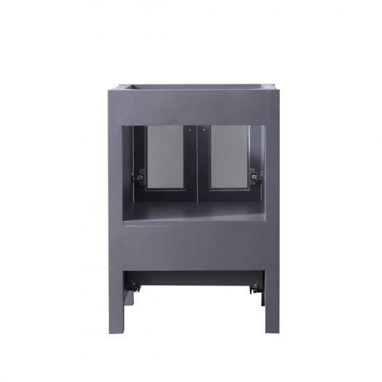Volez 24" Dark Grey Single Vanity, Integrated Top, White Integrated Square Sink and no Mirror