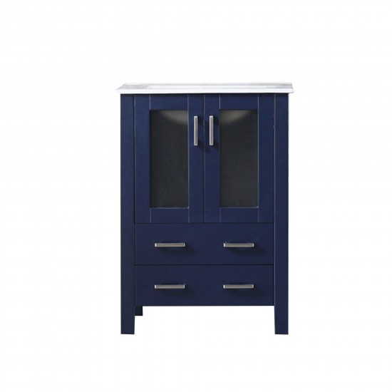 Volez 24" Navy Blue Single Vanity, Integrated Top, White Integrated Square Sink and no Mirror