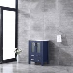 Volez 24" Navy Blue Single Vanity, Integrated Top, White Integrated Square Sink and no Mirror