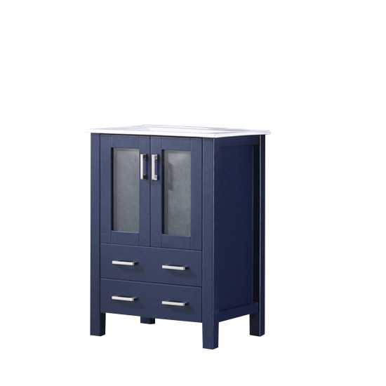 Volez 24" Navy Blue Single Vanity, Integrated Top, White Integrated Square Sink and no Mirror