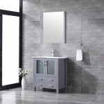 Volez 30" Dark Grey Single Vanity, Integrated Top, White Integrated Square Sink and 28" Mirror w/ Faucet