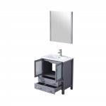 Volez 30" Dark Grey Single Vanity, Integrated Top, White Integrated Square Sink and 28" Mirror w/ Faucet