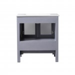 Volez 30" Dark Grey Single Vanity, Integrated Top, White Integrated Square Sink and 28" Mirror w/ Faucet