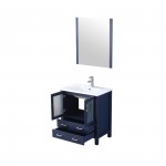 Volez 30" Navy Blue Single Vanity, Integrated Top, White Integrated Square Sink and 28" Mirror w/ Faucet