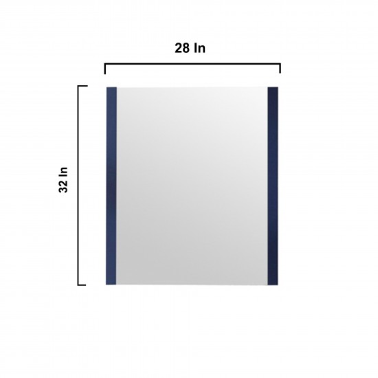 Volez 30" Navy Blue Single Vanity, Integrated Top, White Integrated Square Sink and 28" Mirror w/ Faucet
