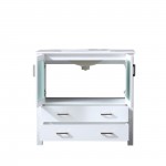 Volez 36" White Single Vanity, Integrated Top, White Integrated Square Sink and no Mirror