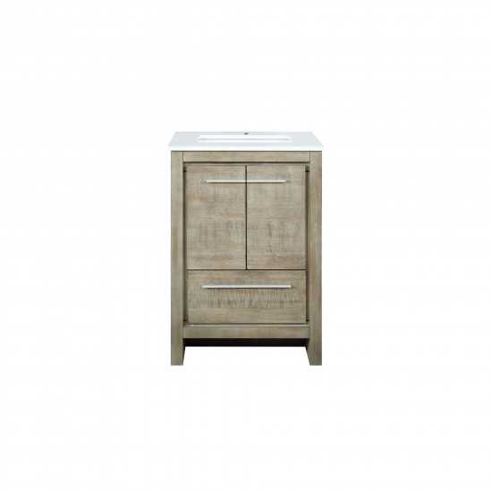 Lafarre 24" Rustic Acacia Bathroom Vanity, White Quartz Top, and White Square Sink