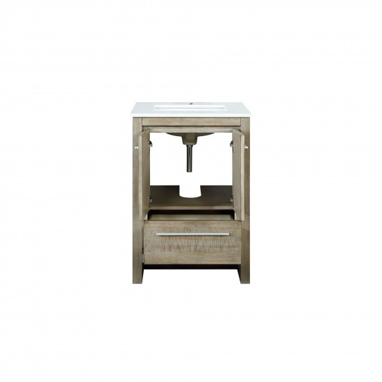 Lafarre 24" Rustic Acacia Bathroom Vanity, White Quartz Top, and White Square Sink