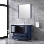 Volez 36" Navy Blue Single Vanity, Integrated Top, White Integrated Square Sink and 34" Mirror w/ Faucet