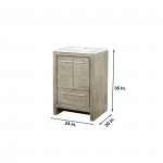 Lafarre 24" Rustic Acacia Bathroom Vanity, White Quartz Top, White Square Sink, and 18" Frameless Mirror