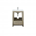 Lafarre 24" Rustic Acacia Bathroom Vanity, White Quartz Top, White Square Sink, and Monte Chrome Faucet Set