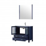 Volez 36" Navy Blue Single Vanity, Integrated Top, White Integrated Square Sink and 34" Mirror w/ Faucet