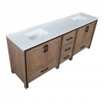 Ziva 84" Rustic Barnwood Double Vanity, Cultured Marble Top, White Square Sink and no Mirror