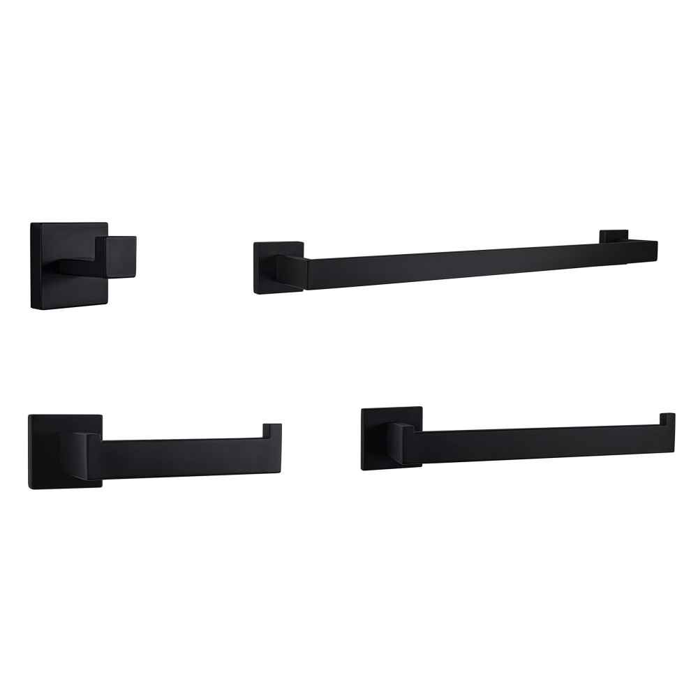 Bagno Lucido 4-Piece Bathroom Accessory Set - Matte Black