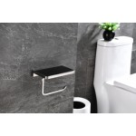 Bagno Bianca Stainless Steel Black Glass Shelf w/ Toilet Paper Holder - Brushed Nickel