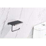 Bagno Bianca Stainless Steel Black Glass Shelf w/ Toilet Paper Holder - Gun Metal