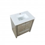 Lafarre 30" Rustic Acacia Bathroom Vanity, White Quartz Top, and White Square Sink