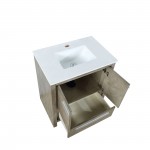 Lafarre 30" Rustic Acacia Bathroom Vanity, White Quartz Top, and White Square Sink