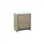 Lafarre 30" Rustic Acacia Bathroom Vanity, White Quartz Top, and White Square Sink