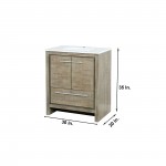 Lafarre 30" Rustic Acacia Bathroom Vanity, White Quartz Top, and White Square Sink