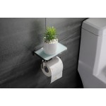 Bagno Bianca Stainless Steel White Glass Shelf w/ Toilet Paper Holder - Chrome