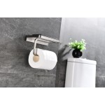 Bagno Bianca Stainless Steel White Glass Shelf w/ Toilet Paper Holder - Brushed Nickel