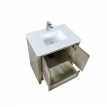 Lafarre 30" Rustic Acacia Bathroom Vanity, White Quartz Top, White Square Sink, and Monte Chrome Faucet Set