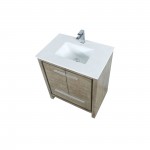 Lafarre 30" Rustic Acacia Bathroom Vanity, White Quartz Top, White Square Sink, and Monte Chrome Faucet Set