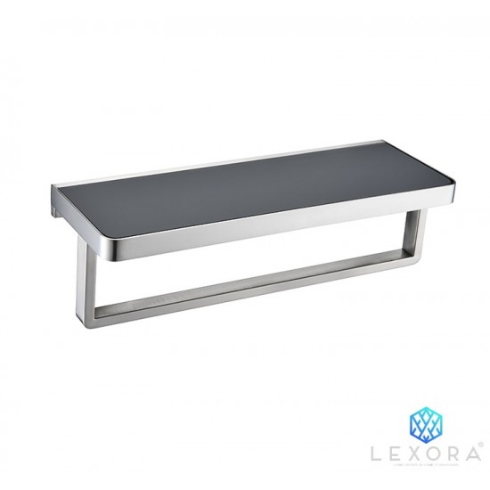 Bagno Bianca Stainless Steel Black Glass Shelf w/ Towel Bar - Brushed Nickel